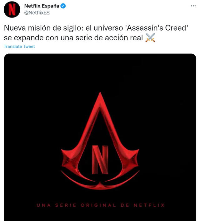 La cuenta oficial de Netflix España reveló la nueva serie del videojuego. Foto: Twitter.