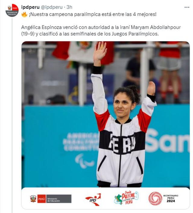  Angélica Espinoza aseguró una medalla para Perú. Foto: IPD   