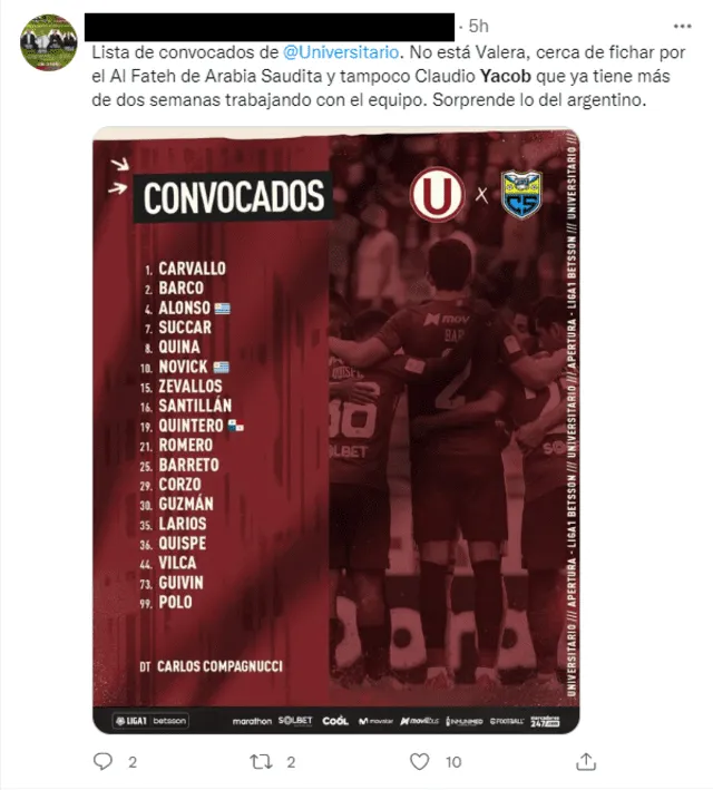 Universitario vs Carlos Stein: Claudio Yacob tendencia