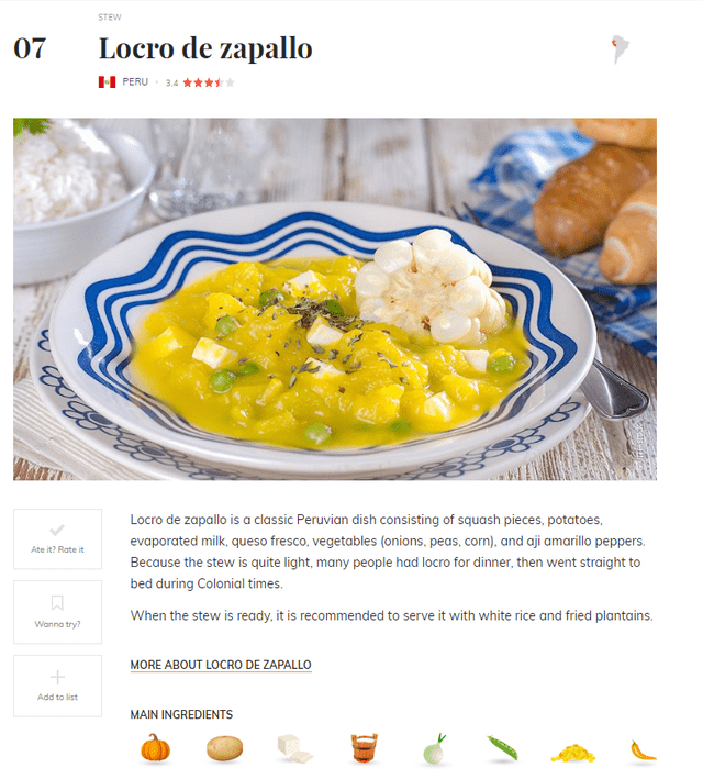  Así aparece el locro de zapallo en el antiranking de Taste Atlas. Foto: Taste Atlas   