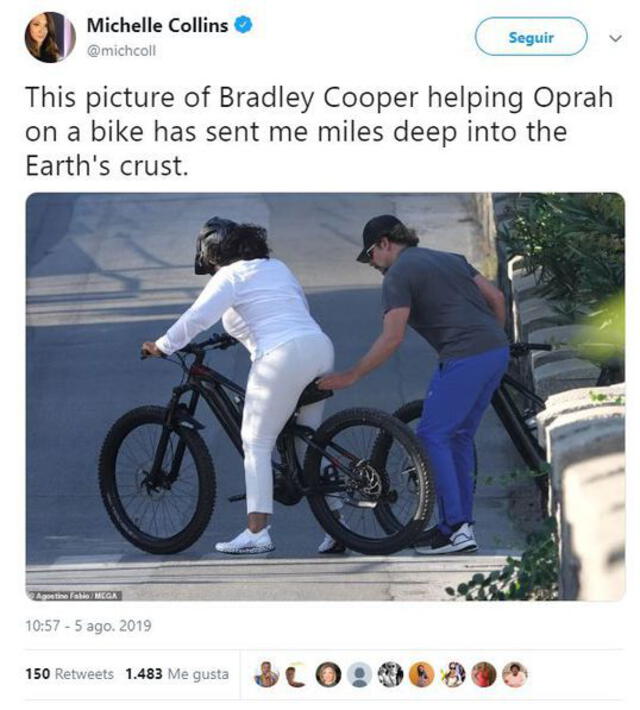 Oprah Winfrey y Bradley Cooper en extraña situación. Foto: Twitter.
