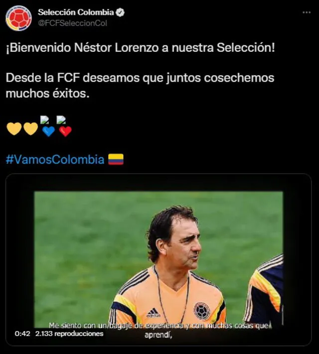 Anuncia de la selección de Colombia. Foto: captura de Twitter