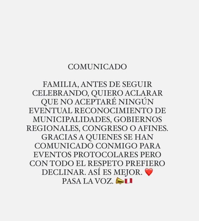 Comunicado de Christian Palomino en redes tras ganar en los TikTok Awards. Foto: Instagram Comunicado de Christian Palomino en redes tras ganar en los TikTok Awards. Foto: Instagram