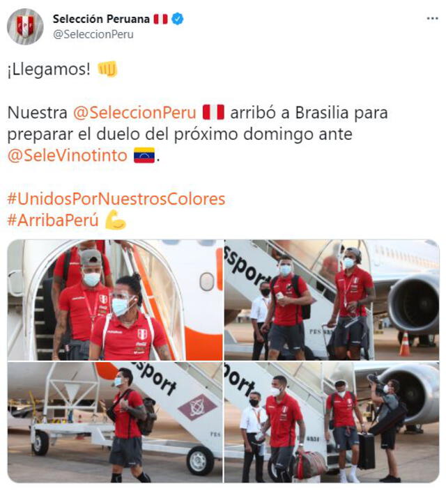 Perú confirma su llegada a Brasilia a través de Twitter