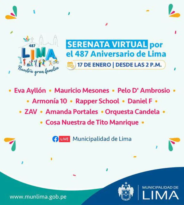 Serenata virtual por el aniversario de Lima. Foto: MML