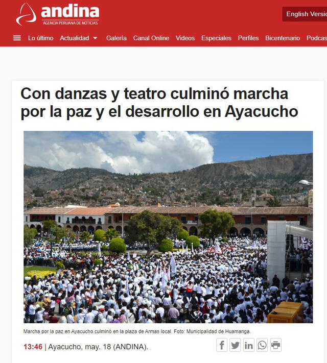 Imagen aparece en un artículo de 2012. Foto: captura en web de Andina.