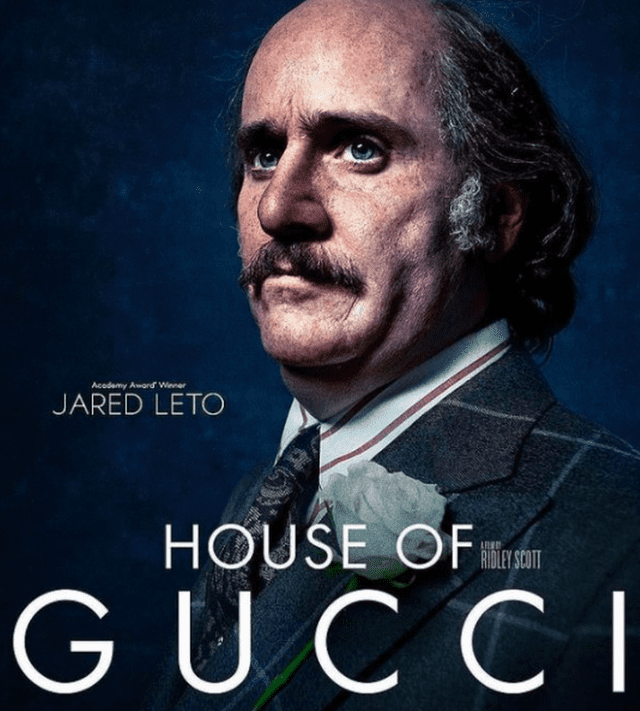 Jared Leto luce irreconocible como Paolo Gucci para The house of Gucci. Foto: Universal.