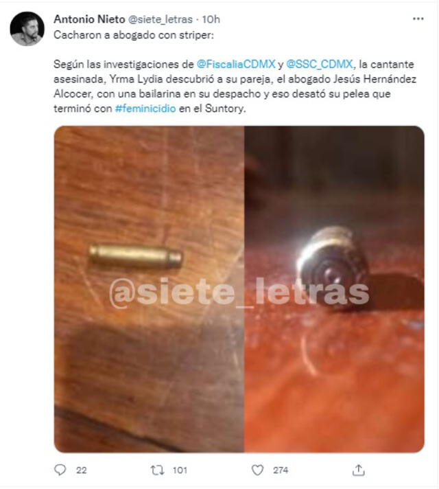 24.6.2022 | El periodista mexicano Antonio Nieto explicó cuál fue la causa del asesinato de Yrma Lydia. Foto: captura Twitter