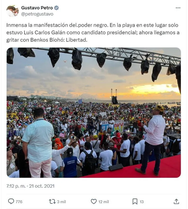 <em> Tuit de Gustavo Petro con la foto viral. Foto: captura de X</em>   