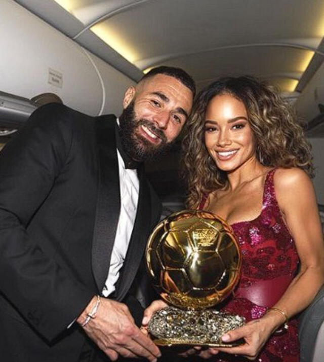 Benzemá recibió el Balón de oro y estuvo acompañado de su novia Jordan Ozuna
