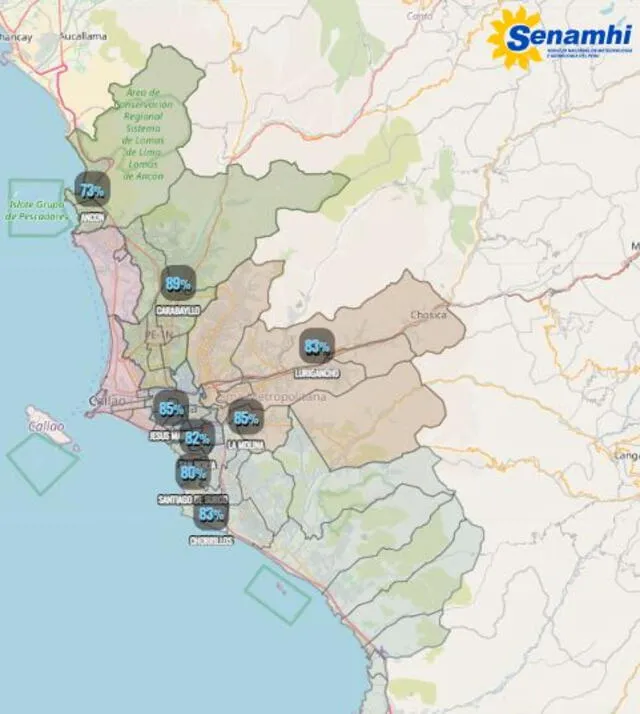 Humedad en Lima. Foto: Senamhi