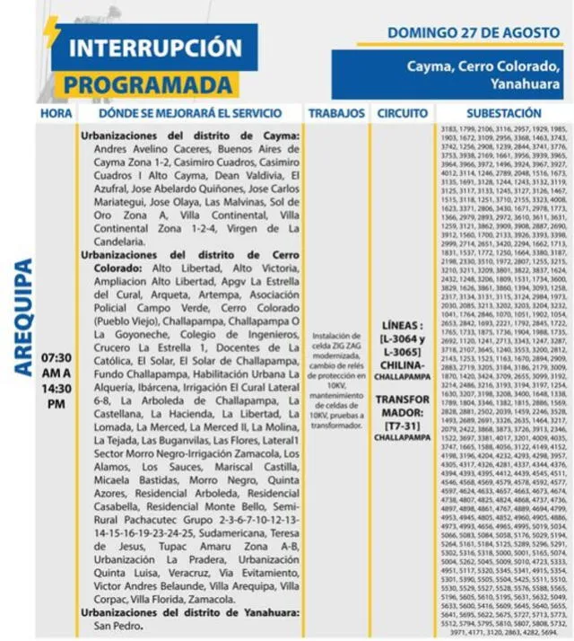  Corte de luz en Arequipa, domingo 27 de agosto. Foto: SEAL   
