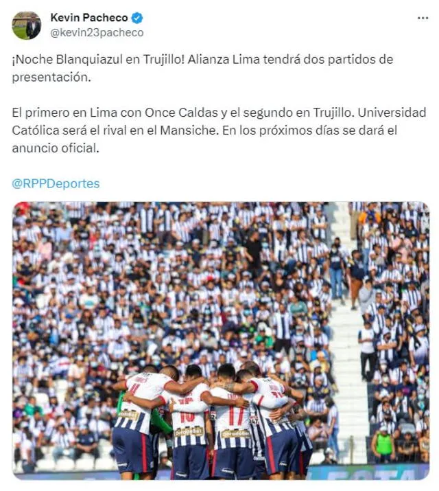 Alianza Lima tendrá una segunda Noche Blanquiazul en Trujillo. Foto: Twitter.   