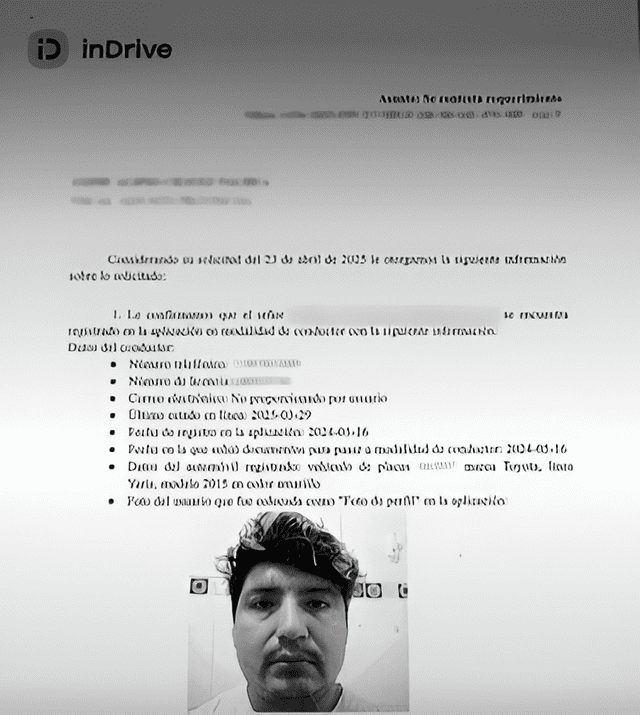 Detenido utilizaba se registró en InDrive con la identidad de otra persona. Foto: América TV Detenido utilizaba se registró en InDrive con la identidad de otra persona. Foto: América TV