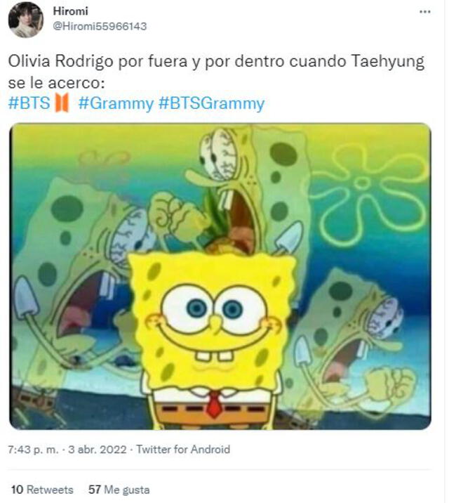 Reacciones de ARMY a la escena de Taehyung y Olivia Rodrigo. Foto: Twitter