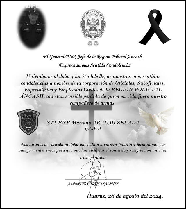  Condolencias de la Región Policial Áncash    