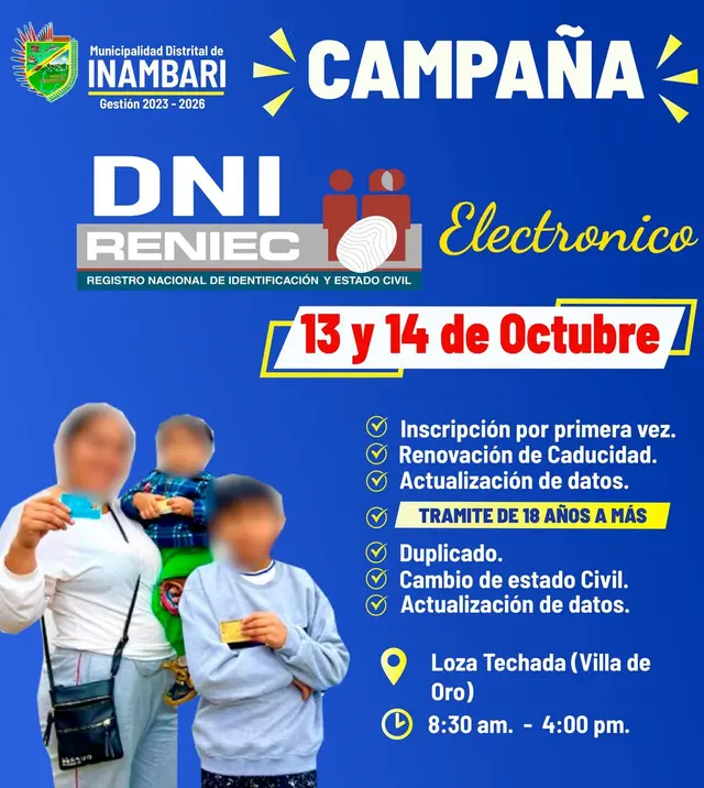 DNIe en Inambari, Madre de Dios. Foto: Municipalidad de Inambari/Facebook   