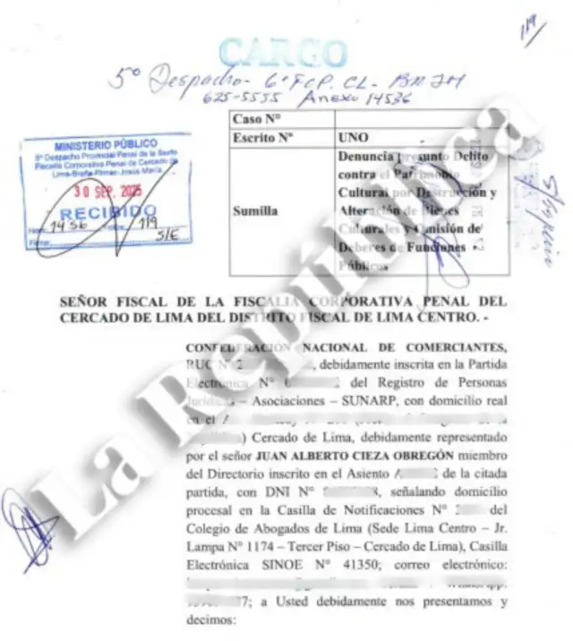 Denuncia a Rafael López Aliaga y funcionarios de la Municipalidad de Lima. Foto: La República Denuncia a Rafael López Aliaga y funcionarios de la Municipalidad de Lima. Foto: La República