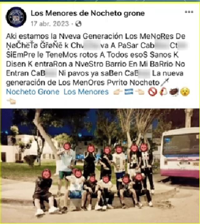 Menores incentivan la violencia en páginas de Facebook. Foto: captura de pantalla/Panamericana Menores incentivan la violencia en páginas de Facebook. Foto: captura de pantalla/Panamericana