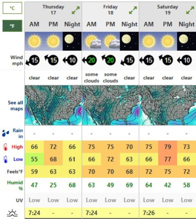  Clima en Houston HOY, viernes 18 de octubre de 2024. Foto: Weather Forecast    