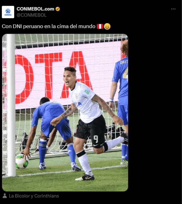 La publicación de la Conmebol con Paolo Guerrero. Foto: Conmebol La publicación de la Conmebol con Paolo Guerrero. Foto: Conmebol