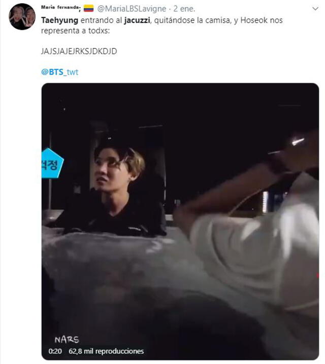 ARMY reacciona a la expresión de J-Hope cuando ve que Taehyung se quita la camisa.