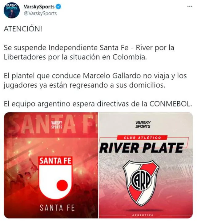 River Plate no viajó a Colombia para el duelo ante Santa Fe por Copa Libertadores.