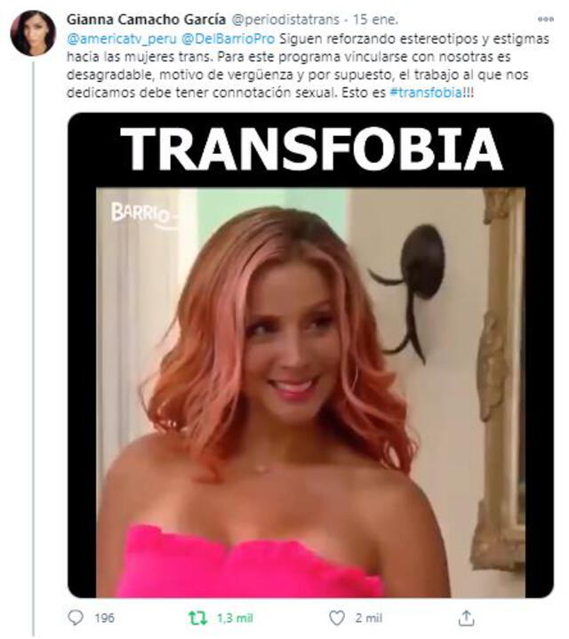 Usuaria denuncia transfobia en episodio de DVAB. Foto: captura - TW Gianna Camacho García