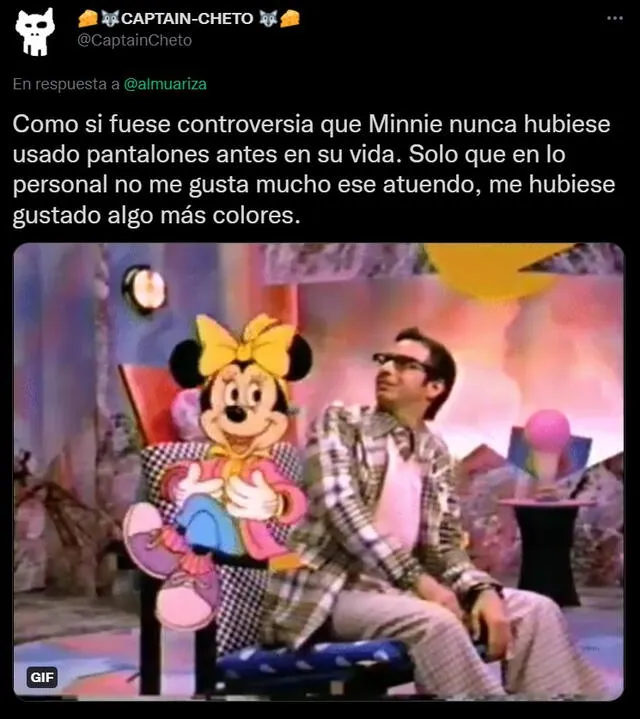 Usuario defiende el cambio de Minnie Mouse, pese a no gustarle del todo. Foto: Twitter