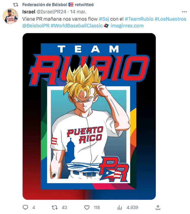  La cuenta oficial de la Federación de Béisbol de Puerto Rico compartió este diseño de un fanático. Foto: Federación de Béisbol/ Twitter   