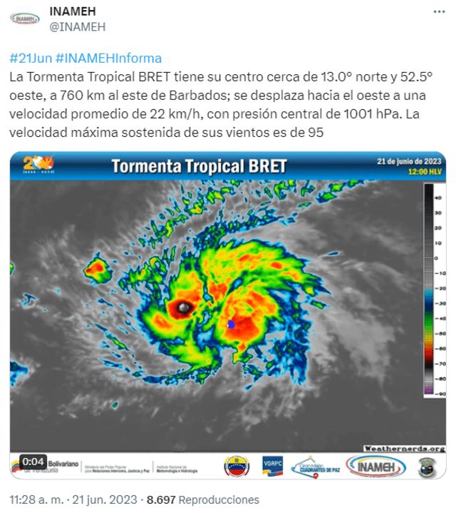 tormenta tropical bret en venezuela 2023 