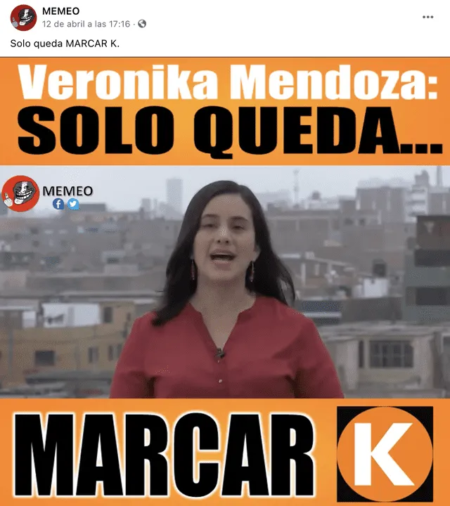 Una página compartió un video editado para tergiversar las declaraciones de Verónika Mendoza. Foto: captura en Facebook