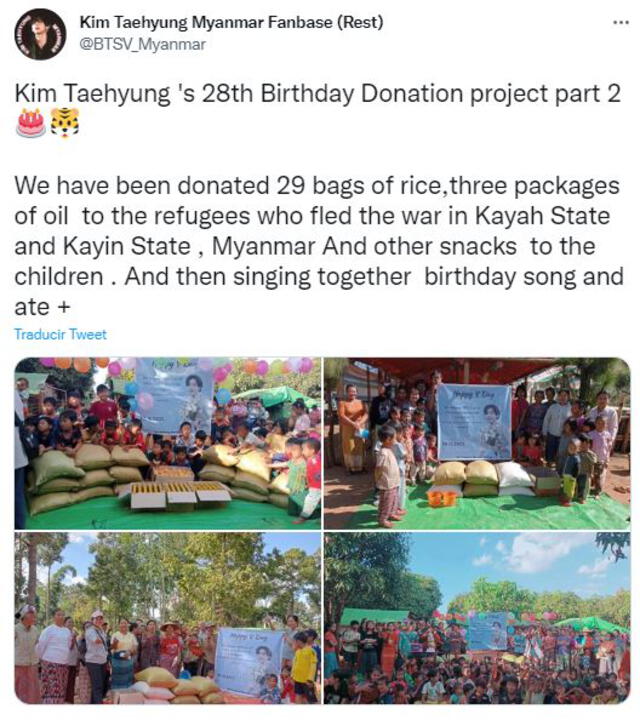 Proyectos por el cumpleaños de Taehyung. Foto: BTSV_Myanmar