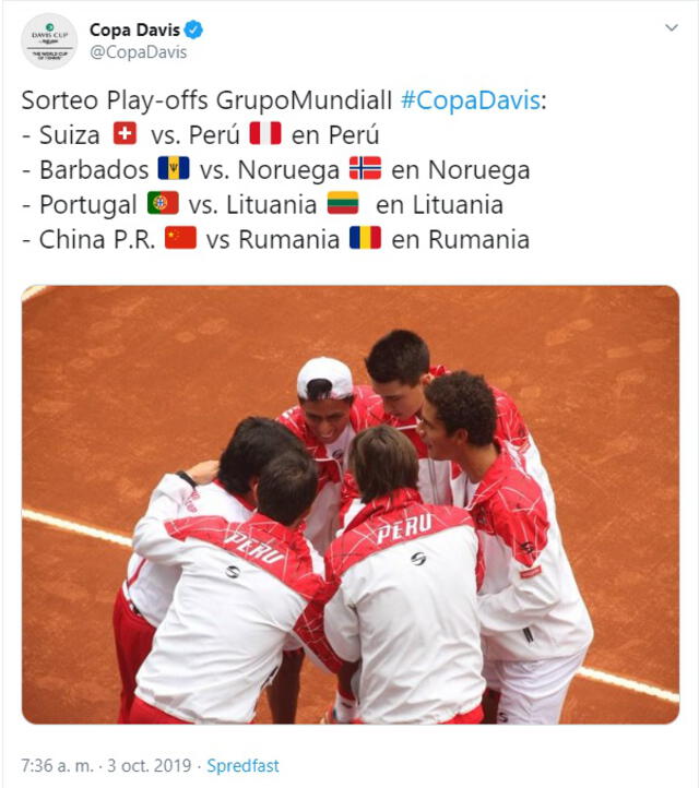 Copa Davis: Perú enfrentará a Suiza de Roger Federer