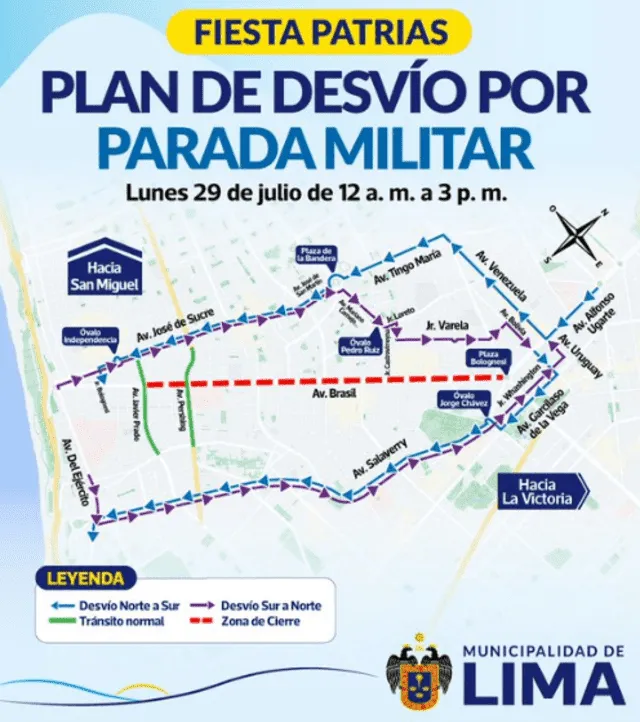  Plan de desvío por Parada Militar. Foto: Municipalidad de Lima    