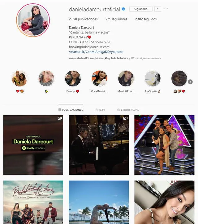 Daniela Darcourt en Instagram.