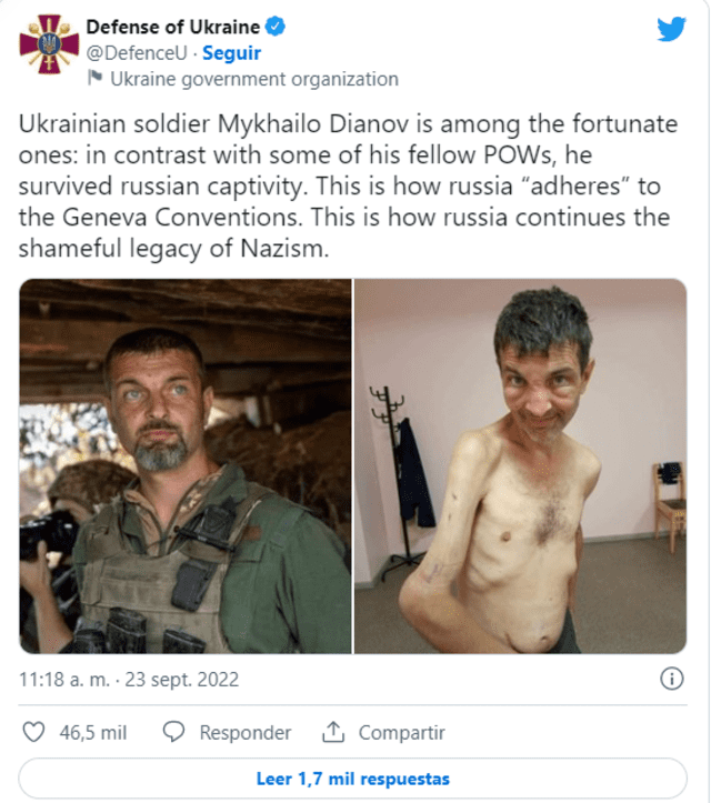 El desolador antes y después de un soldado ucraniano liberado por Rusia tras 82 días cautivo