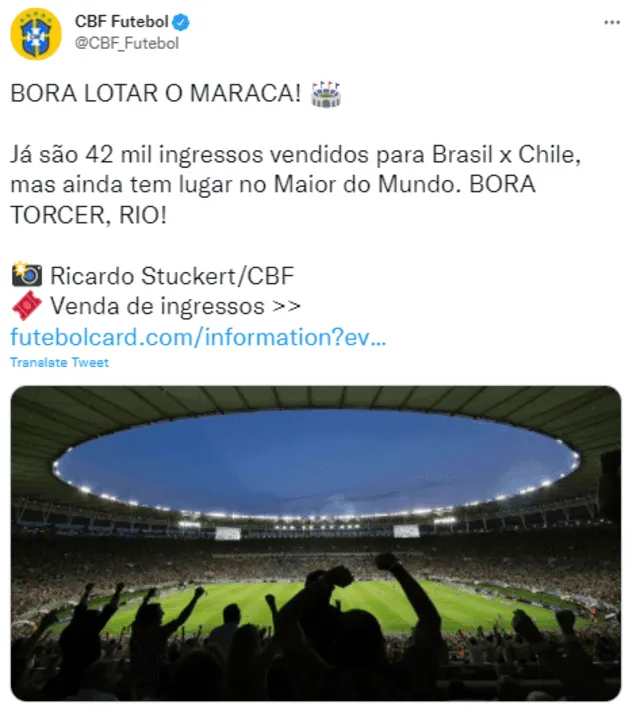 Publicación de selección de Brasil. Foto: Twitter Confederación brasileña de fútbol