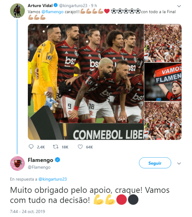 El equipo brasileño correspondió al saludo del futbolista del Barcelona. Foto: Twitter.