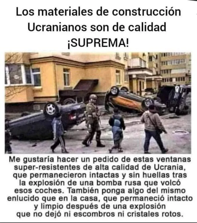 Imagen viral que probaría que no hubo una explosión de bombas en Ucrania. Fuente: Captura LR, Facebook.