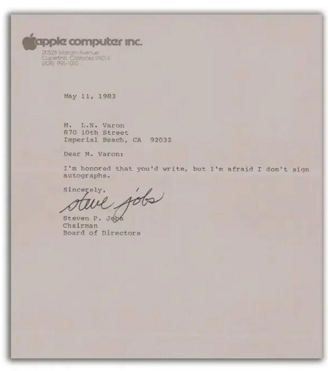  Carta de Apple con la firma de Steve Jobs. Foto: Andro4ll<br><br>  