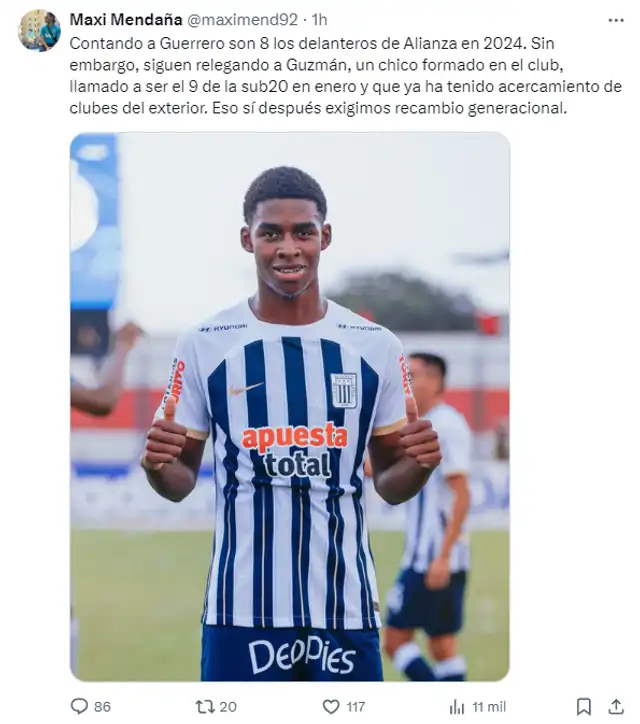 Maxi Mendaña brindó su opinión en su cuenta de X. Foto: captura de pantalla de X/Maxi Mendaña   