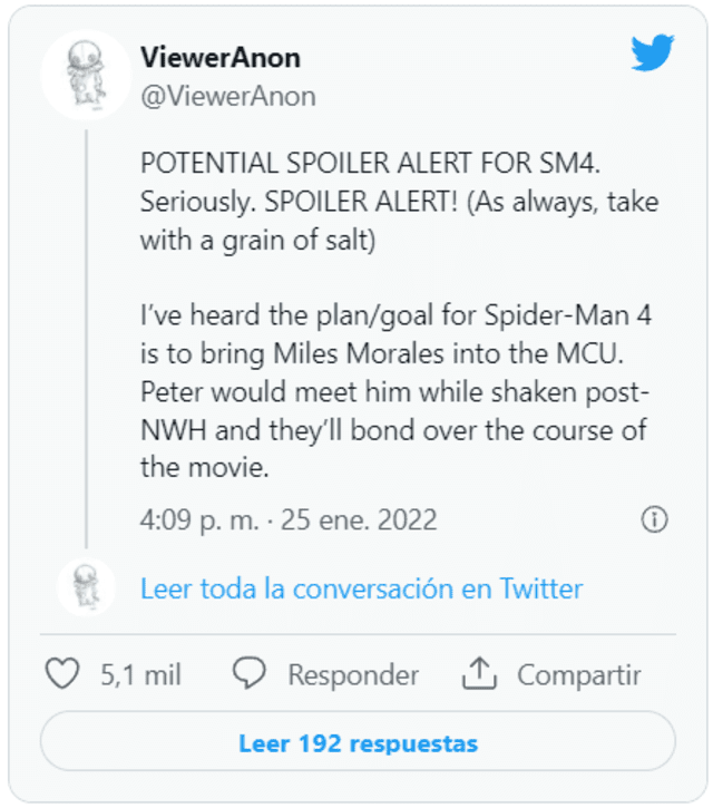 Anuncio del posible ingreso de Miles Morales a Spider-Man 4. Foto: Twitter