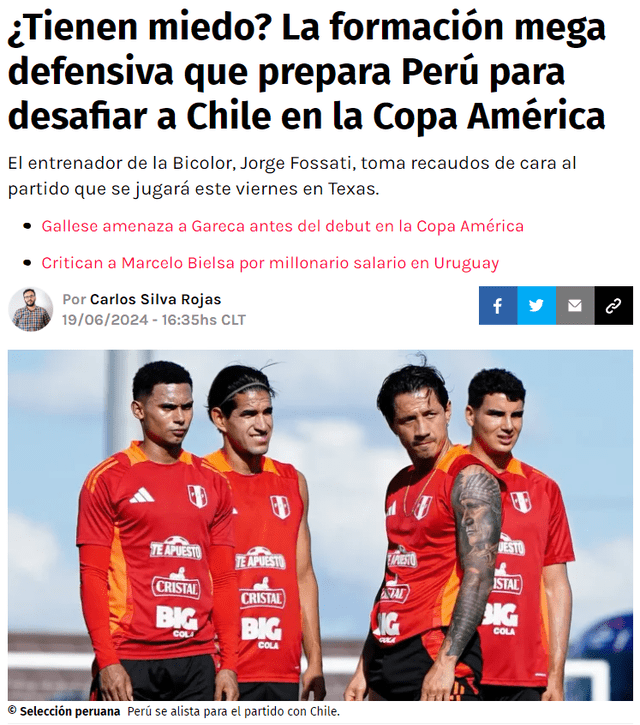  La prensa chilena considera que Perú tomará una postura defensiva en su partido contra ‘La Roja’. Foto: captura    