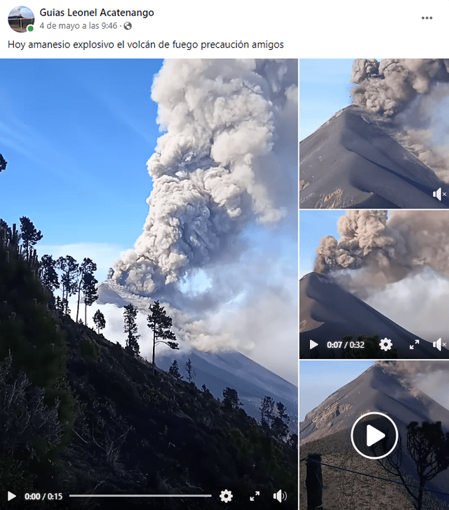 Videos de la erupción del volcán de Fuego en Guatemala. Foto: captura/Facebook/Guías Leonel Acatenango   