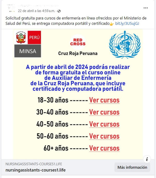 <em> Desinformación sobre el Minsa. Foto: captura de Facebook</em>   