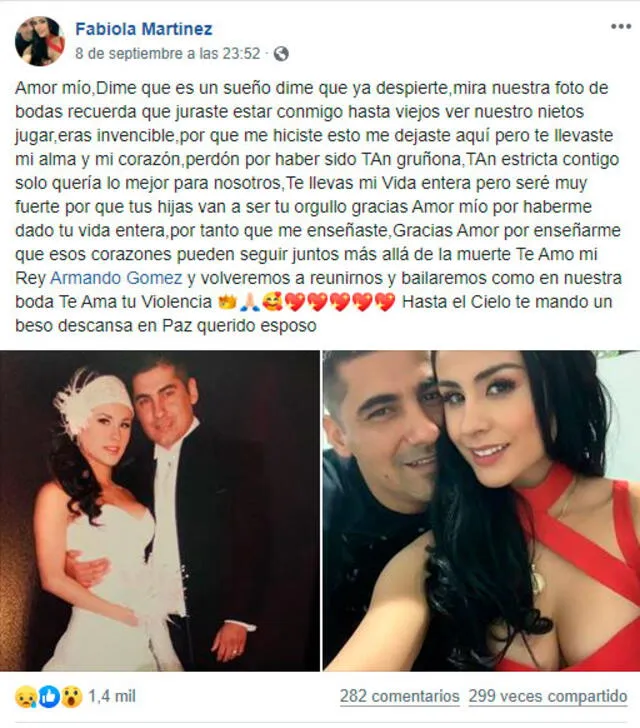 Asesinan al esposo de la conductora mexicana Fabiola Martínez Asesinan al esposo de la conductora mexicana Fabiola Martínez
