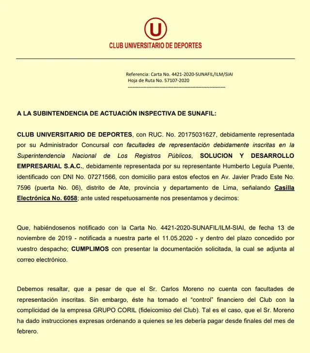 comunicado solucion y desarrollo