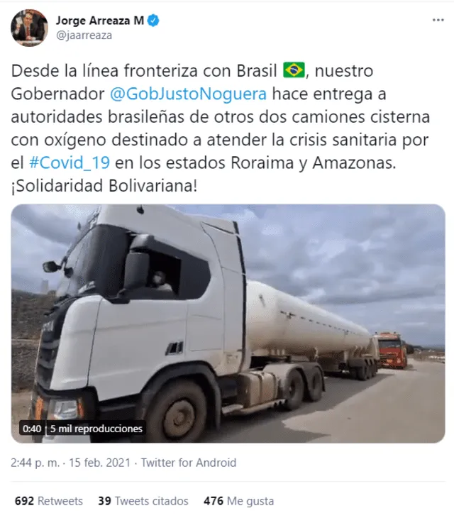 Tuit del canciller de Venezuela. Foto: captura de Twiter