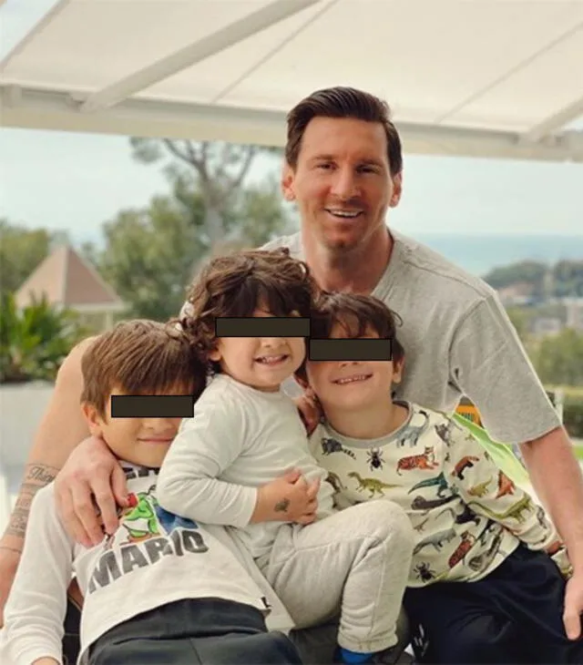 Messi y sus hijos. Foto: Instagram